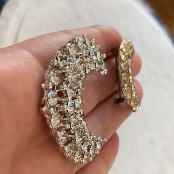 Vintage Crescent Moon Rhinestone Brooches - Picture 6 of 9